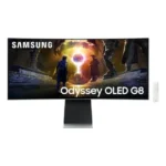 SAMSUNG G855D Odyssey G8 Smart Gaming Monitor, 34" OLED Display, UWQHD Resolution, 120Hz Refresh Rate, 0.03ms (GtG) Response Time, AMD FreeSync Premium Pro & G-Sync Technology, Silver LIGHT USE WITH BOX