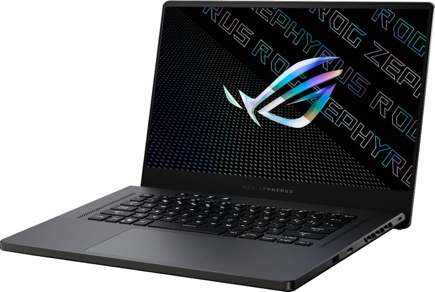 ASUS ROG Zephyrus G15 gaming laptop with AMD Ryzen 9 5900HS, RTX 3070 8GB, 16GB RAM, 1TB SSD. Slim high-performance 15-inch gaming laptop in UAE.